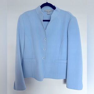 Vintage Ellen Tracy Pale Blue Wool and Angora Blazer Size 14